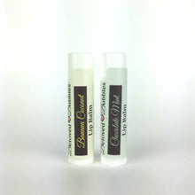 Load image into Gallery viewer, Lip balm in Chocolate Mint and Banana Coconut
