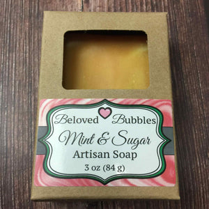 Mint & Sugar Artisan Soap packaged in a box